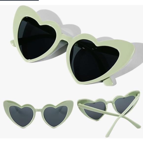 Heart Sunglasses in Sage Green - Picture 2 of 4